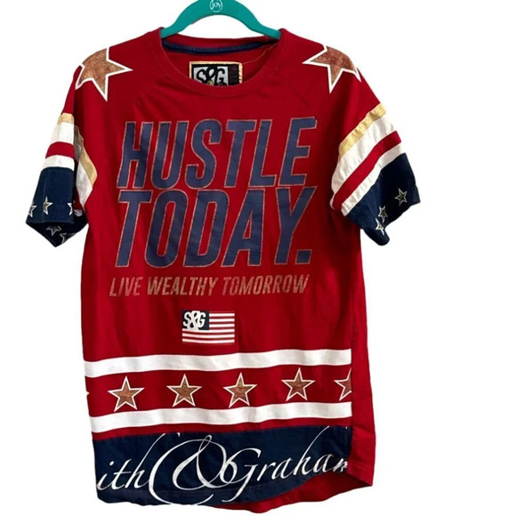 Men's Smith & Graham Hustle Today Live Wealthy Tomorrow T-shirt. Size Medium - Picture 2 of 5